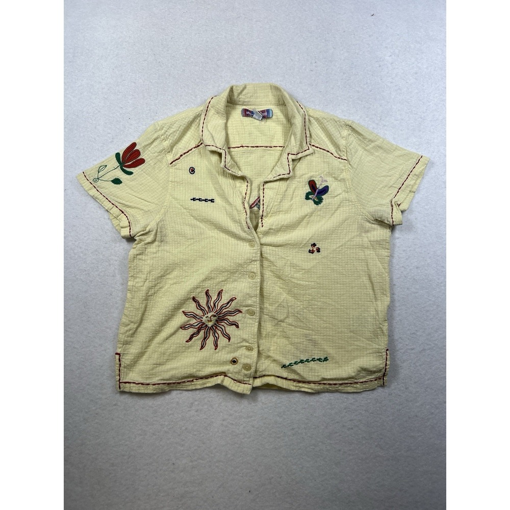 Urban Outfitters Franny Embroidered Button Down Top EUC cotton Gauze Size M